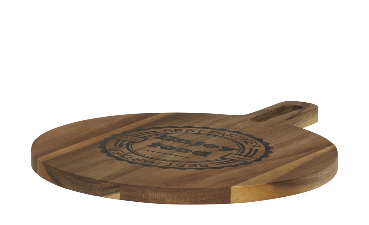 Bild 1 von Tablett rund mit Aufdruck ¦ holzfarben ¦ Holz ¦ Maße (cm): B: 27 H: 1,5 Küchenzubehör - Sconto