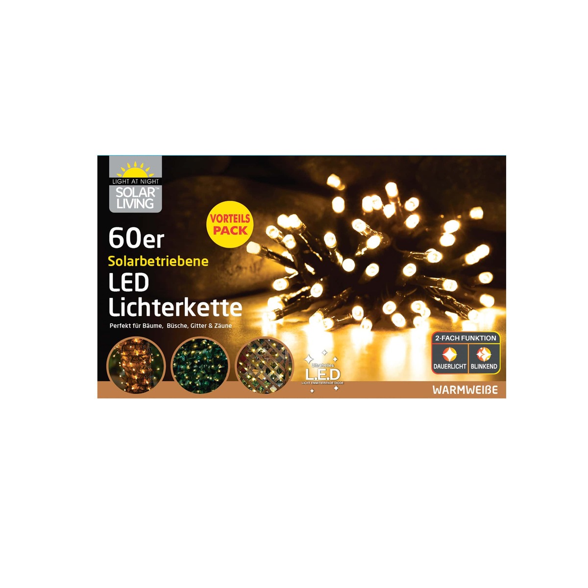 Bild 1 von Lichterkette Solar 60 LED warmweiß L8m