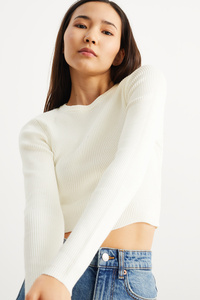 C&A CLOCKHOUSE-Crop Pullover, Weiß, Größe: XS