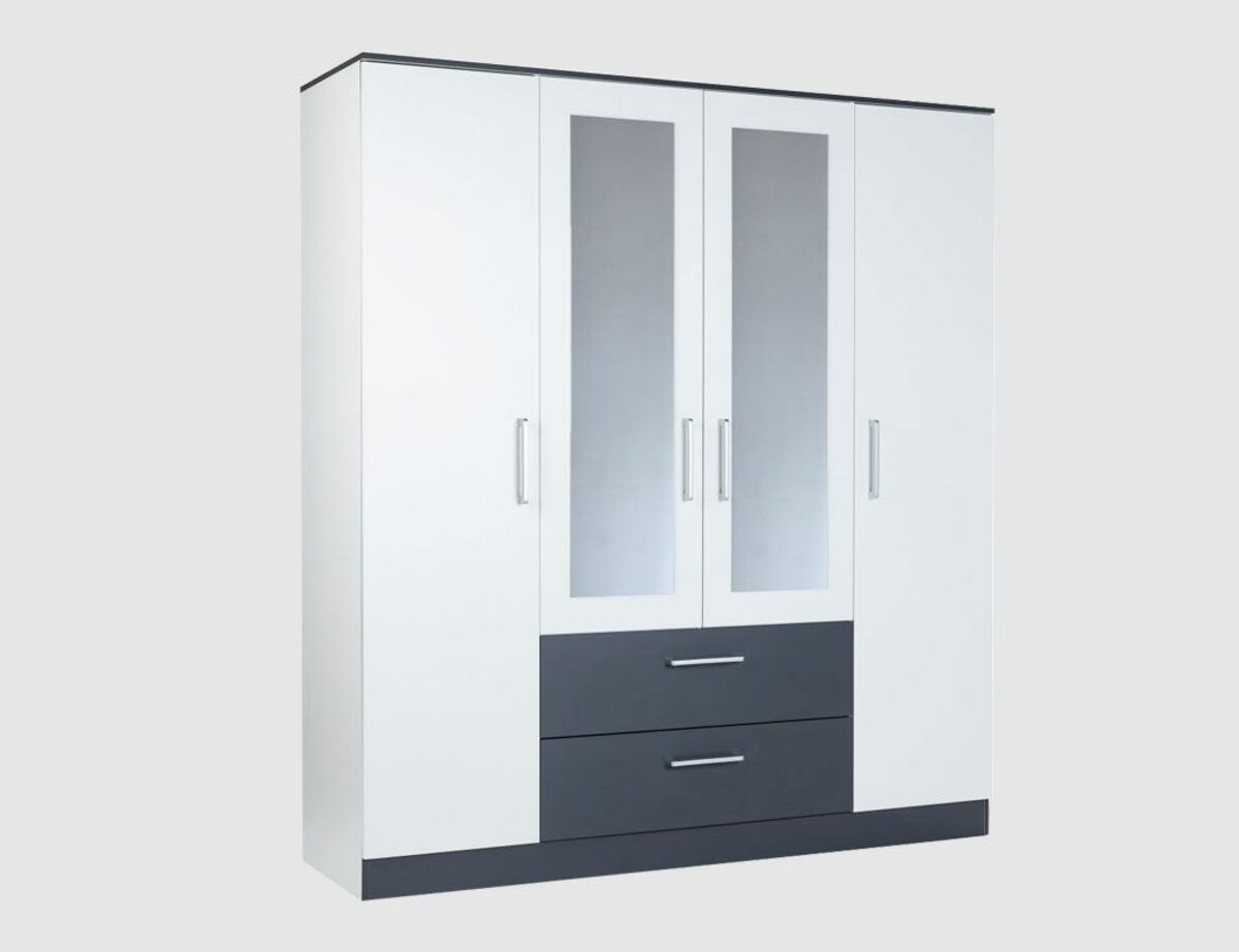 Bild 2 von Schrank Weiß, Anthrazit 4-trg