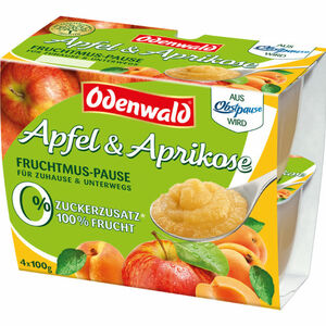 Odenwald Fruchtmus Apfel & Aprikose, 4er Pack