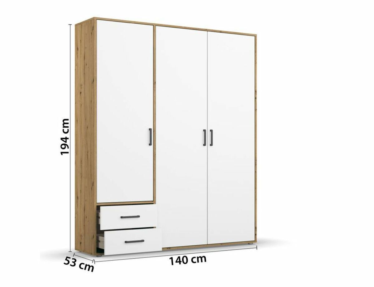 Bild 2 von Schrank Weiß, Artisan Oak 3-trg