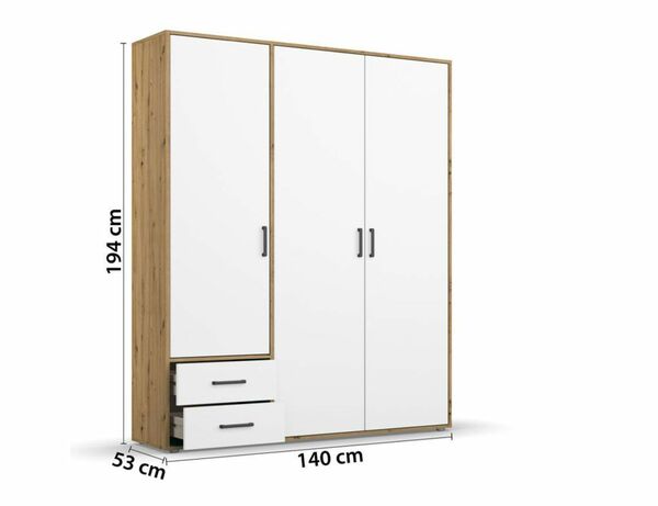 Bild 2 von Schrank Weiß, Artisan Oak 3-trg