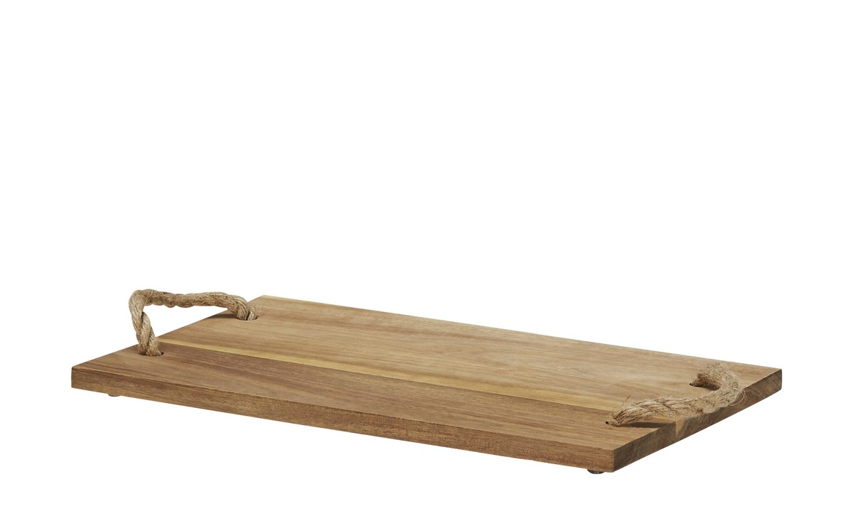 Bild 1 von Tablett eckig mit Seilgriffen ¦ holzfarben ¦ Holz ¦ Maße (cm): B: 40 H: 1,5 Küchenzubehör - Sconto