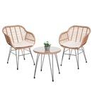 Bild 1 von Poly-Rattan Garnitur MCW-G17, Balkon-Set Gartengarnitur Sitzgruppe Stuhl, Seil ~ naturfarben, Kissen creme