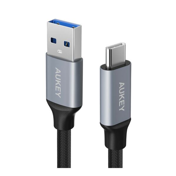 Bild 1 von AUKEY CB-CD2 Nylon Alu Kabel USB-A zu USB-C schwarz 1m