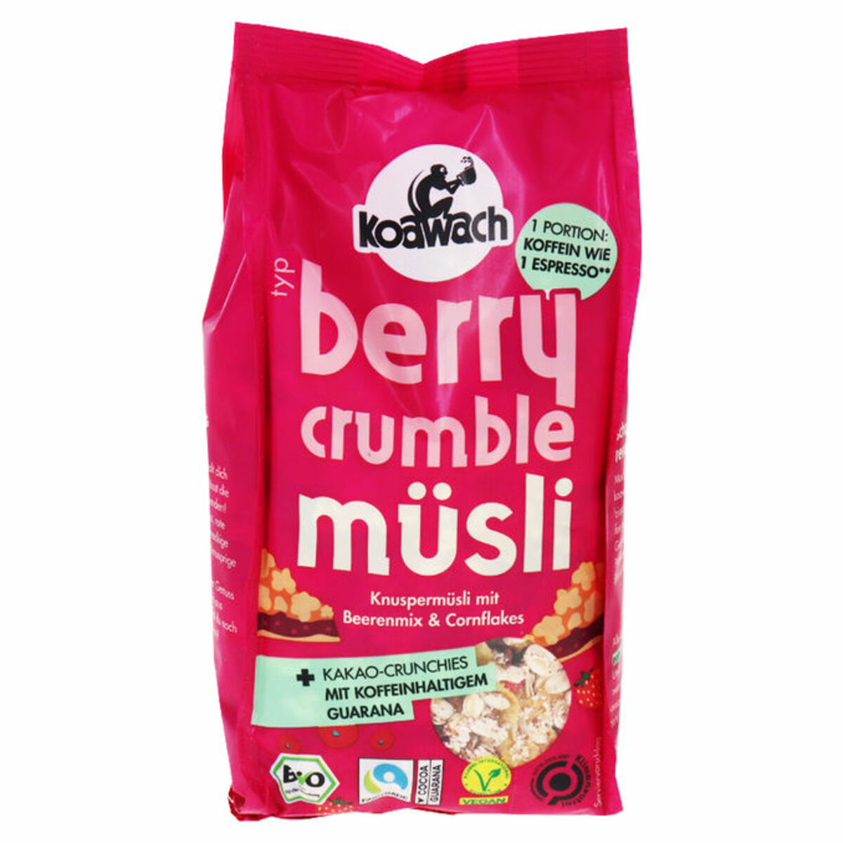Koawach BIO Knuspermüsli Beerenmix &amp; Cornflakes + Koffein im Angebot ...