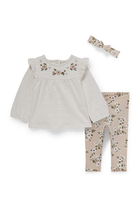 C&A Blümchen-Baby-Outfit-3 teilig, Weiß, Größe: 62