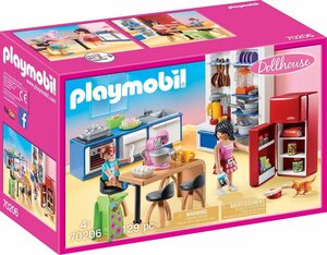 Playmobil® Konstruktions-Spielset »Familienküche (70206), Dollhouse«, (129 St), Made in Germany