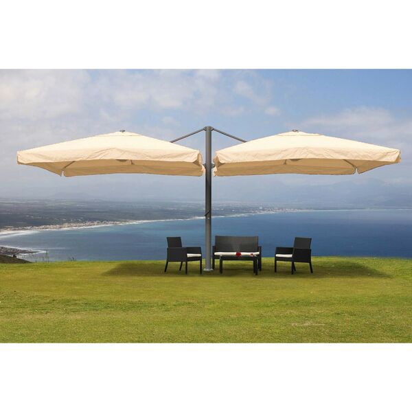 Bild 1 von Gastronomie-Alu-Luxus-Doppel-Ampelschirm T44, Pergola-Markise-Effekt, 6,2x3m Polyester 50kg ~ creme-beige