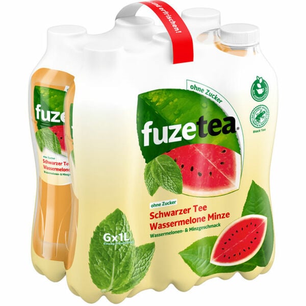 Bild 1 von Fuze Tea Schwarzer Tee Wassermelone Minze ohne Zucker, 6er Pack (EINWEG) zzgl. Pfand