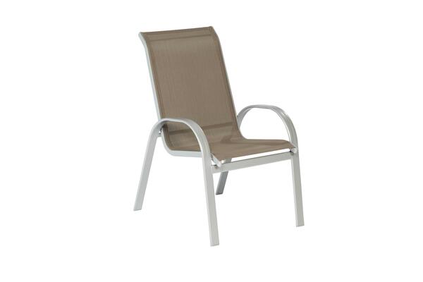 Bild 1 von Gartensessel stapelbar Amalfi Aluminium / Polyester, Silberfarben, Taupe