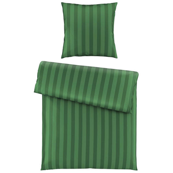 Bild 1 von Ambiente Bettwäsche Dobby, Grün, Textil, Streifen, 135 cm, Oeko-Tex® Standard 100, atmungsaktiv, hautfreundlich, saugfähig, 100% feinster Baumwollsatin mit Seiden-Finish, weiche und anschmiegsame