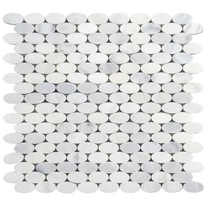 Mosaik Marmor Oval Weiß poliert 28,5 cm x 30 cm