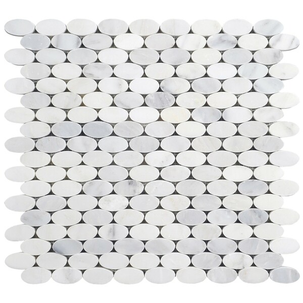 Bild 1 von Mosaik Marmor Oval Weiß poliert 28,5 cm x 30 cm