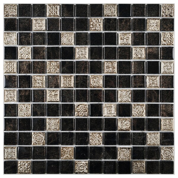 Bild 1 von Mosaik Glas & Stein Inka Black Relief 30 cm x 30 cm