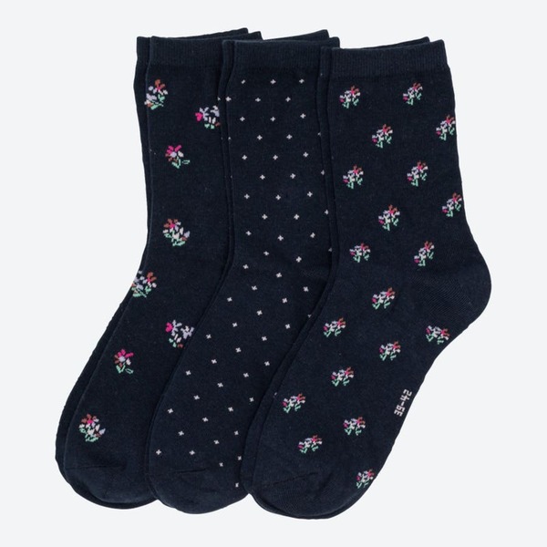 Bild 1 von Damen-Socken mit Blumenmuster, 3er-Pack