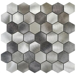 Mosaik Aluminium Silver Hexagon 30 cm x 30 cm