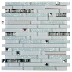Mosaik Glas & Stein Crystal Silver Brick 30 cm x 30 cm