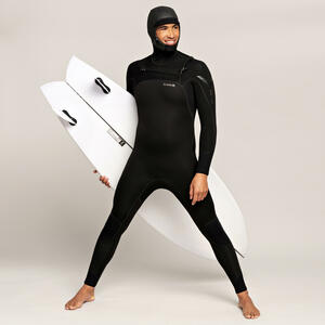 Neoprenanzug Surfen Herren mit Kopfhaube Neopren 5/4 mm - 900 Braun|schwarz