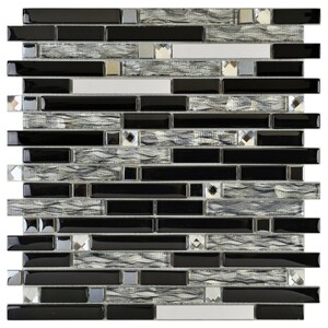 Mosaik Glas & Stein Crystal Black Brick 30 cm x 30 cm