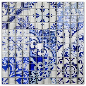 Mosaik Glas Retro Blau 30 cm x 30 cm