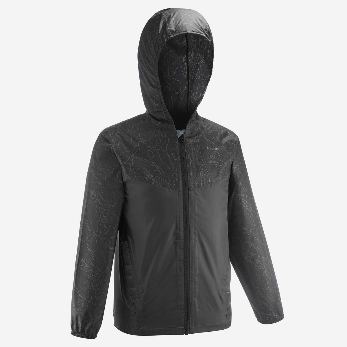 Bild 1 von Wanderjacke Kinder Gr. 122–170 wasserdicht Wandern - MH100 Zip Grau|schwarz