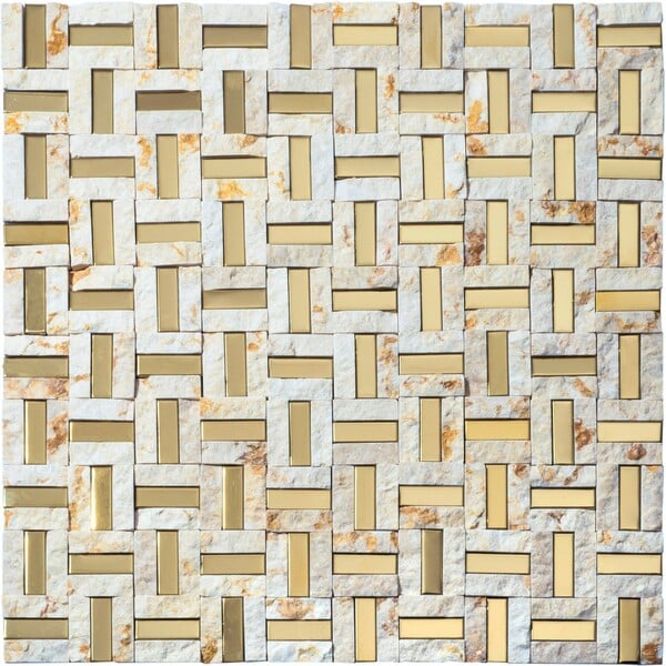 Bild 1 von Mosaik Marmor & Aluminium Greek Beige 30 cm x 30 cm