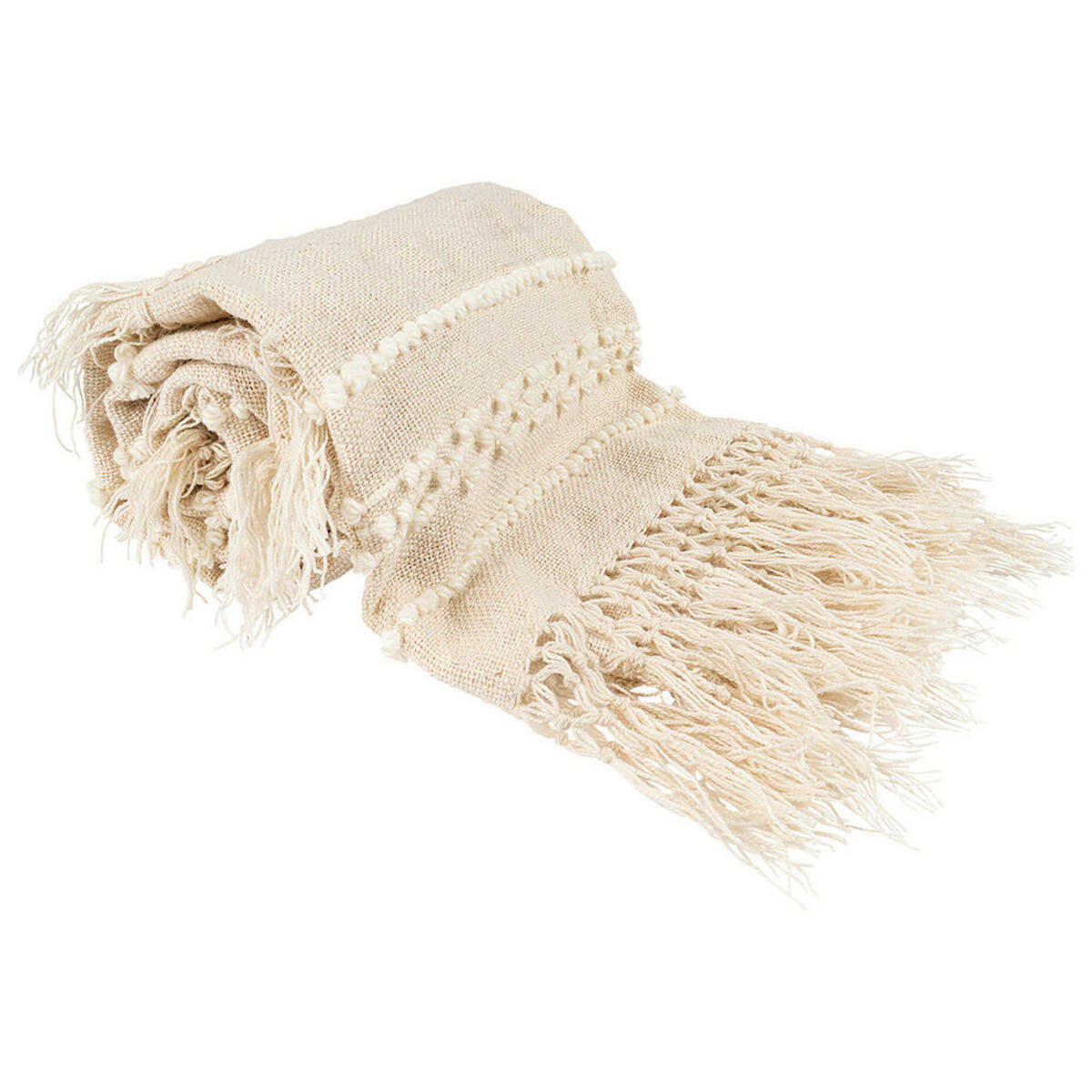 Bild 1 von Decke, Natur, Textil, 130 cm, ISO 9001, Care & Fair, GoodWeave, Fransen, Wohntextilien, Decken