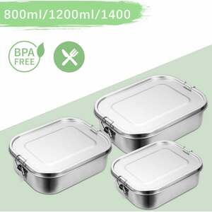 Vingo - 800+1400ml Brotdose ohne Plastik bpa frei brotdose edelstahl Edelstahl Lunchbox - Silber