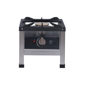 METRO Professional Gas-Hockerkocher GGHC1000, Edelstahl, 40 x 43.8 x 38.2 cm, für Propan- und Butangas, schwarz / silber