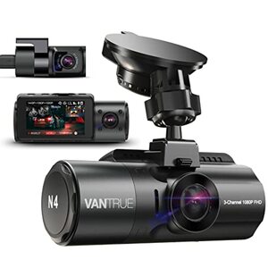 VANTRUE N4 3 Lens 4K Dashcam Auto 2.5K+ 2.5K+ 1080P vorne hinten innen, 4K+1080P HDR/ 30FPS Kamera, 3 Channel Bewegungsüberwachung Dash Cam Infrarot Nachtsicht, 2.45” Hitzebeständig, Max 512GB