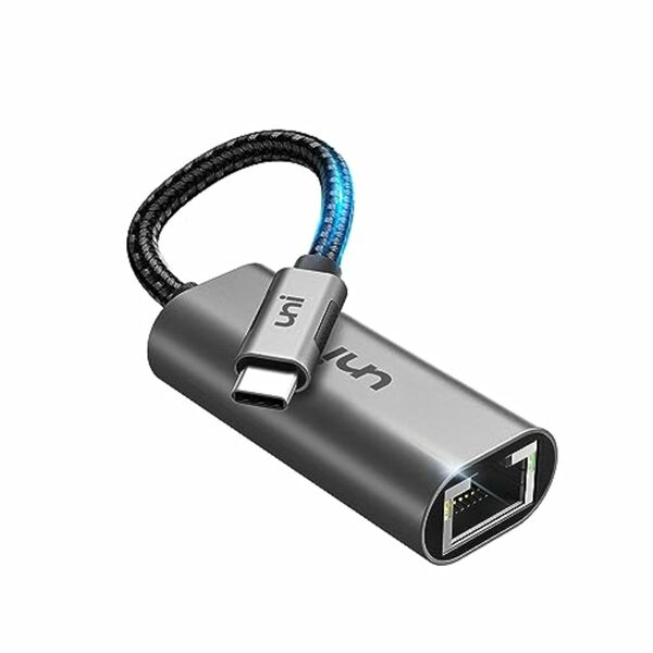 Bild 1 von Uni USB C auf Ethernet Adapter, USB C auf RJ45 Gigabit Ethernet LAN Netzwerkadapter, kompatibel mit iPhone 15 Pro, iPad Pro/Air, MacBook Pro/MacBook Air M1 M2, Galaxy S23, Surface Book, Dell XPS usw.