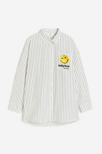 H&M Baumwollbluse mit Print Weiß/SmileyWorld®, Hemden & Blusen in Größe 146. Farbe: White/smileyworld®