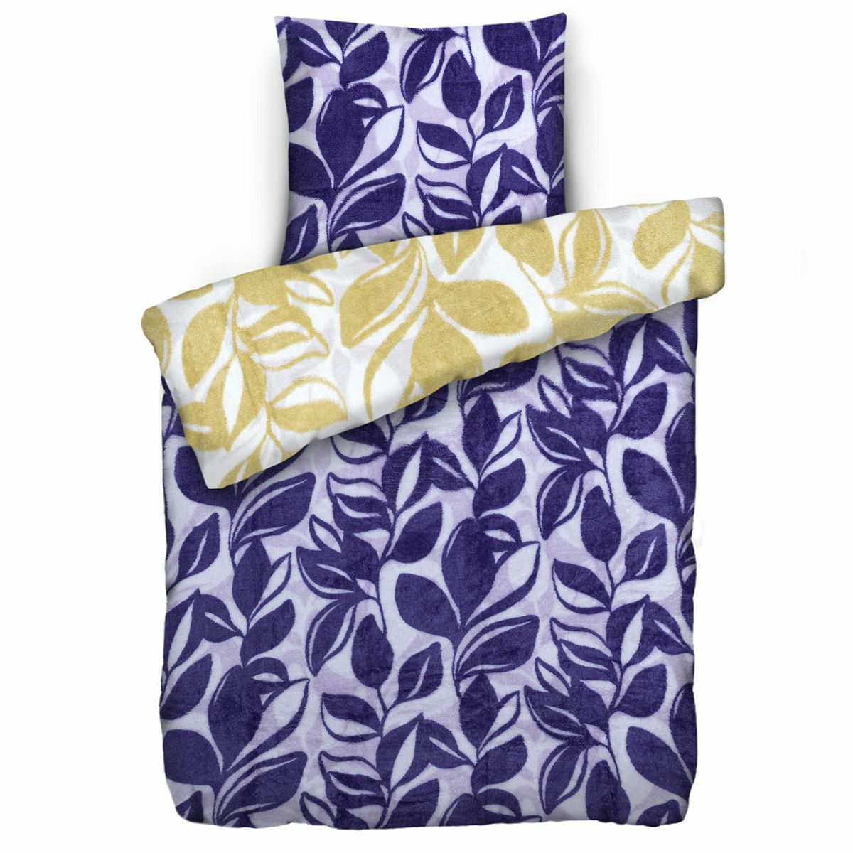Bild 1 von BADIZIO Classic Wendebettwäsche Blätter & Leo Mikrofaser Plüsch Einzelbett, 2tlg.
