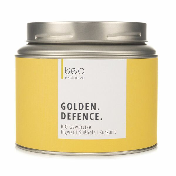 Bild 1 von tea exclusive Bio Golden Defence Ingwer-Kurkuma Tee vegan, koffeinfrei 130g Dose