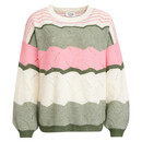 Bild 1 von Damen Strickpullover mit Ajour-Muster OLIV / CREME / ROSA