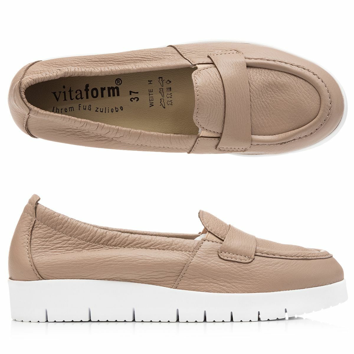 Bild 1 von VITAFORM Damen-Mokassin Hirschleder Gummieinsatz Sohle Amelie