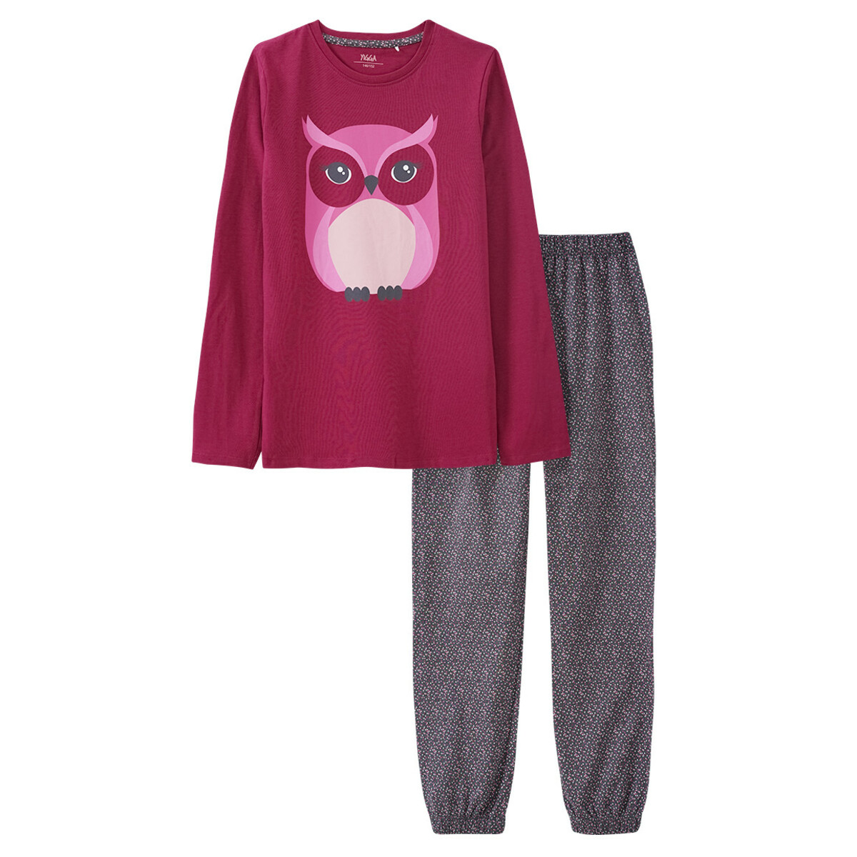 Bild 1 von Mädchen Schlafanzug mit Eulen-Motiv BEERE / DUNKELGRAU