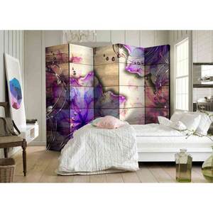 Spanische Trennwand mit violetten Blüten und Edelsteinen 225 cm breit