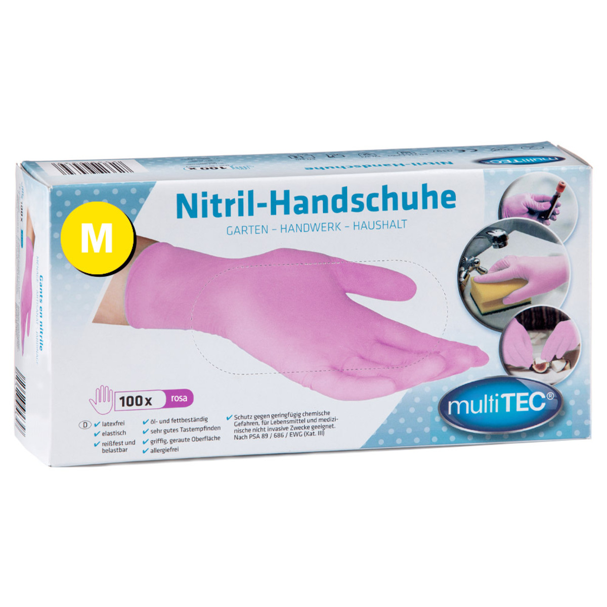 Bild 1 von Multitec Nitril Einmalhandschuhe 100er, Größe M - Rosa