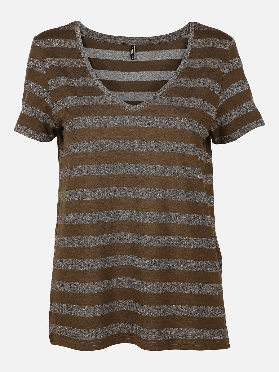 Bild 1 von Only ONLALEXA S/S V-NECK T Shirt mit Glitzerstreifen
                 
                                                        Rot