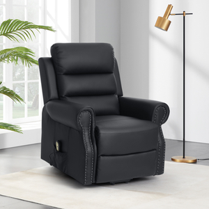 Happy Home elektrisch Relaxsessel mit verstellbarer Rückenlehne und Fußteil schwarz Lederoptik