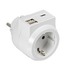 Bild 1 von Powertec Electric Steckdosenadapter mit 3 USB-Anschlüsse