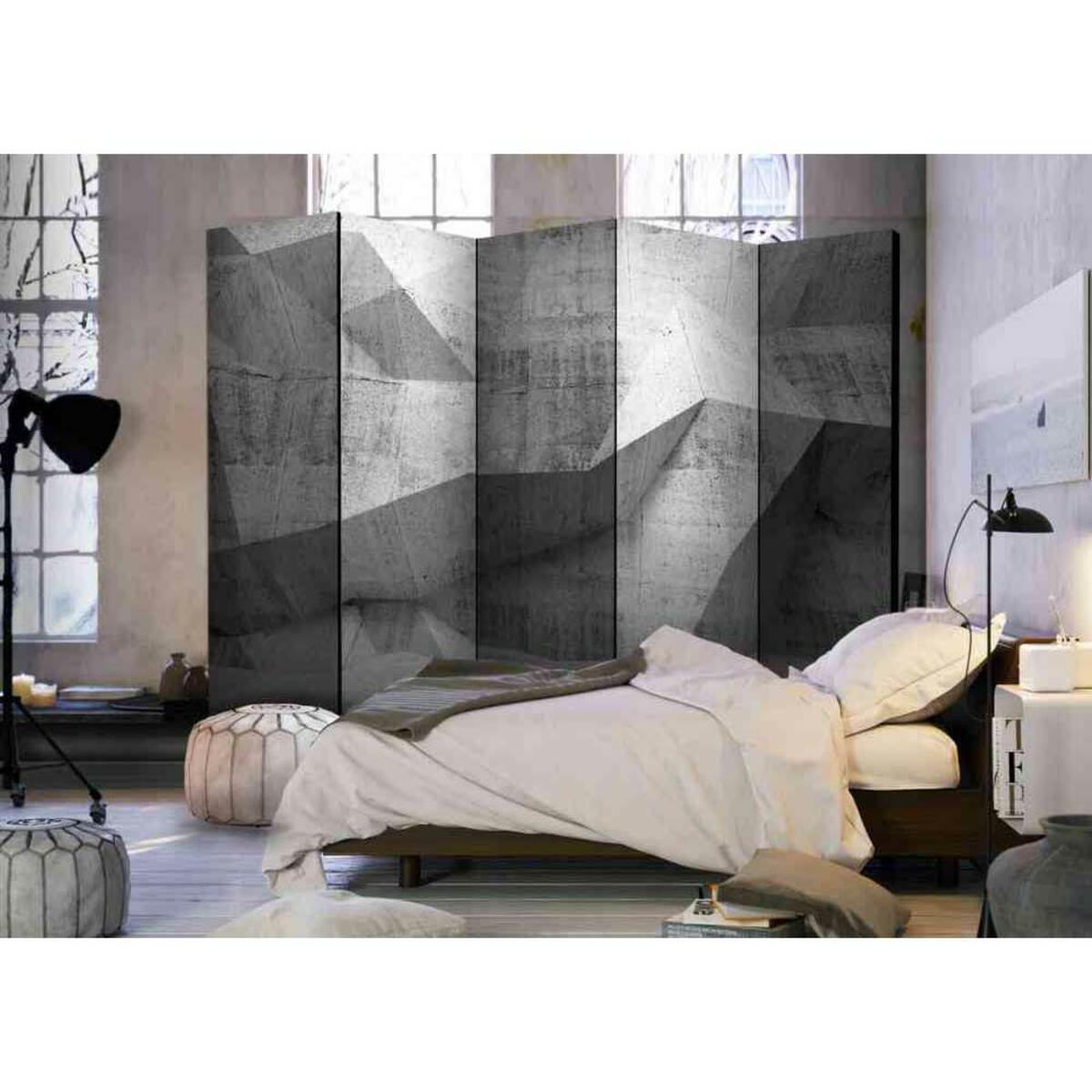 Bild 1 von Spanische Wand mit 3D Betonwand Motiv 225 cm breit