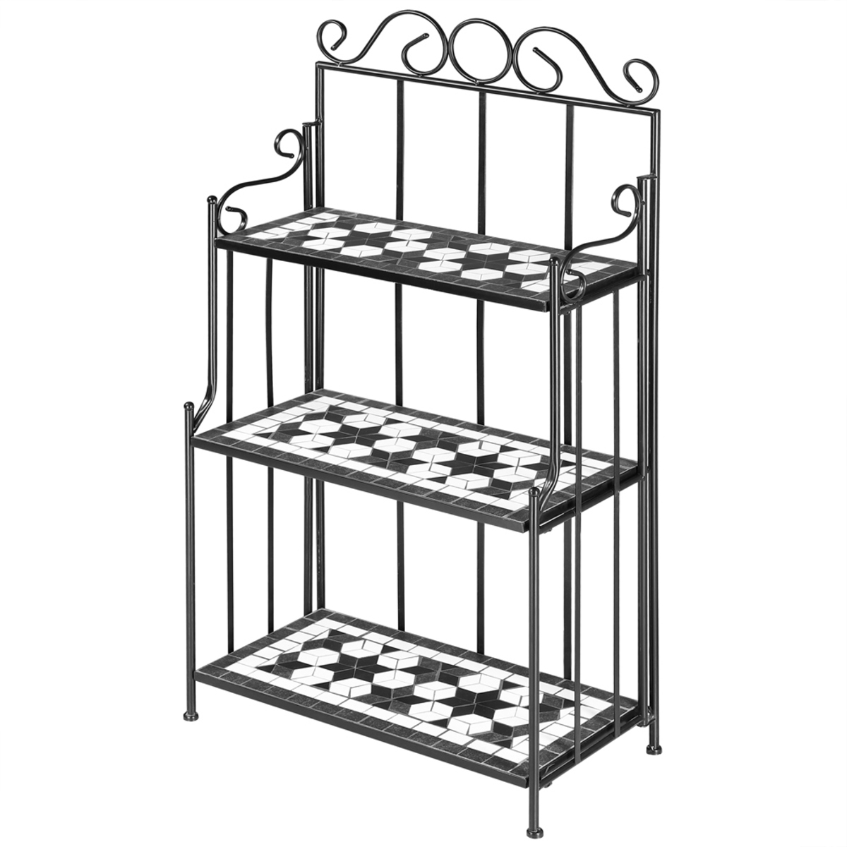 Bild 1 von Green Yard Mosaikregal Standregal mit 3 Böden 58x30x115cm schwarz