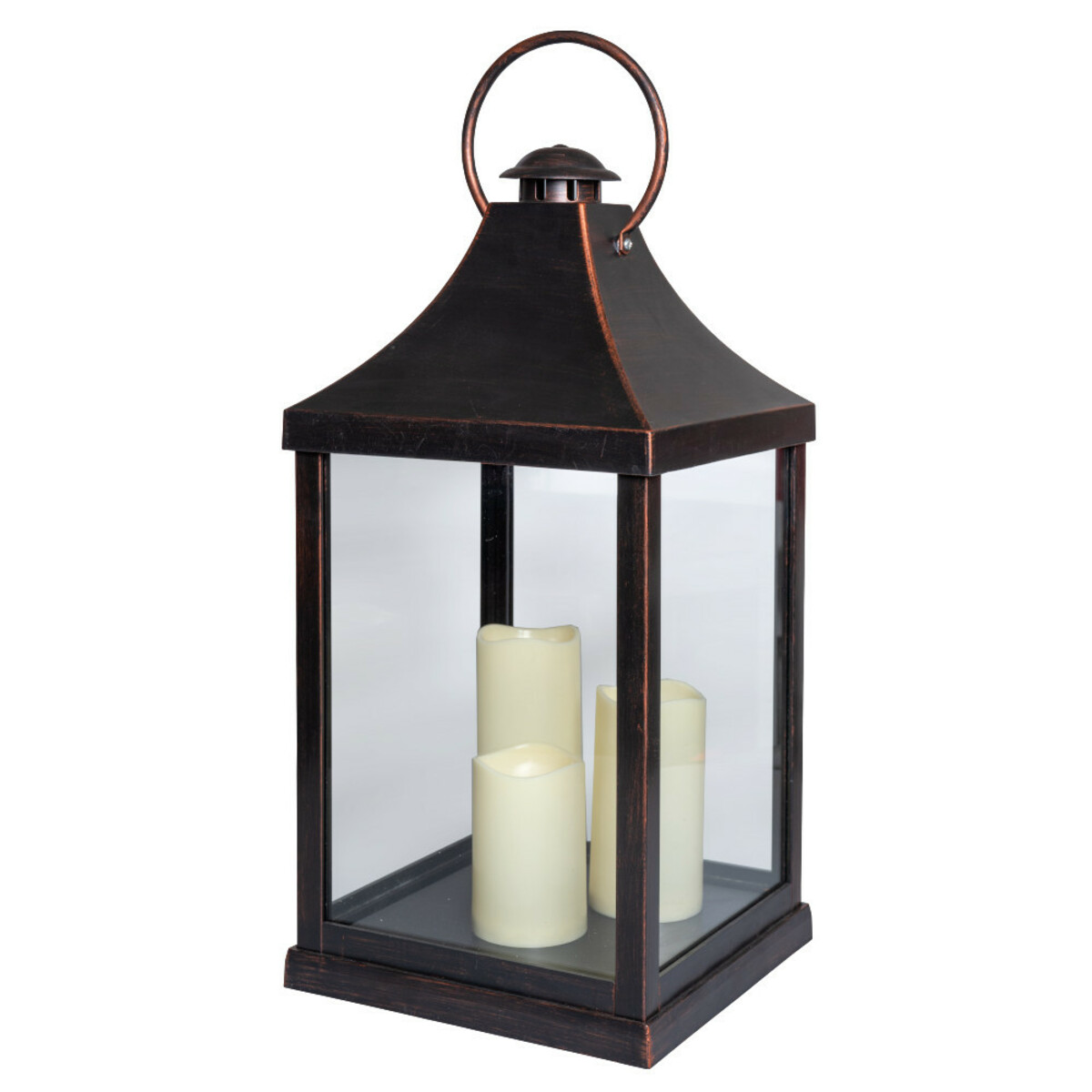 Bild 1 von XXL-LED-Laterne batteriebetrieben mit drei LED-Kerzen und Timerfunktion