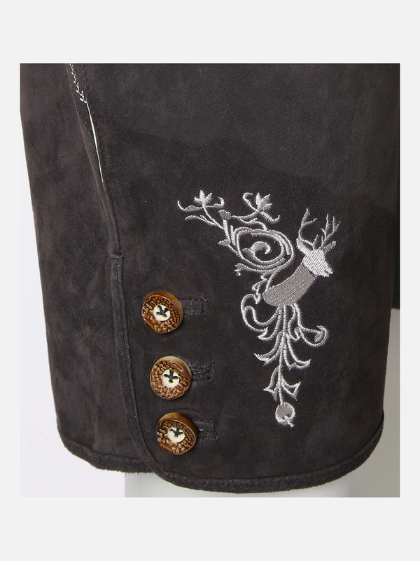 Bild 4 von Herren Echtleder Trachtenshorts mit Stickerei
                 
                                                        Grau