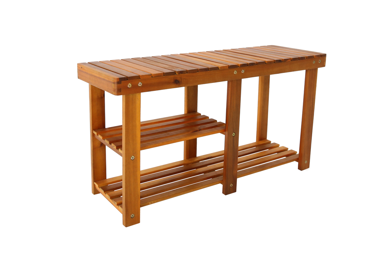 Bild 1 von HC Garten & Freizeit Schuhregal 2in1 Braun Akazienholz 87x28x45cm