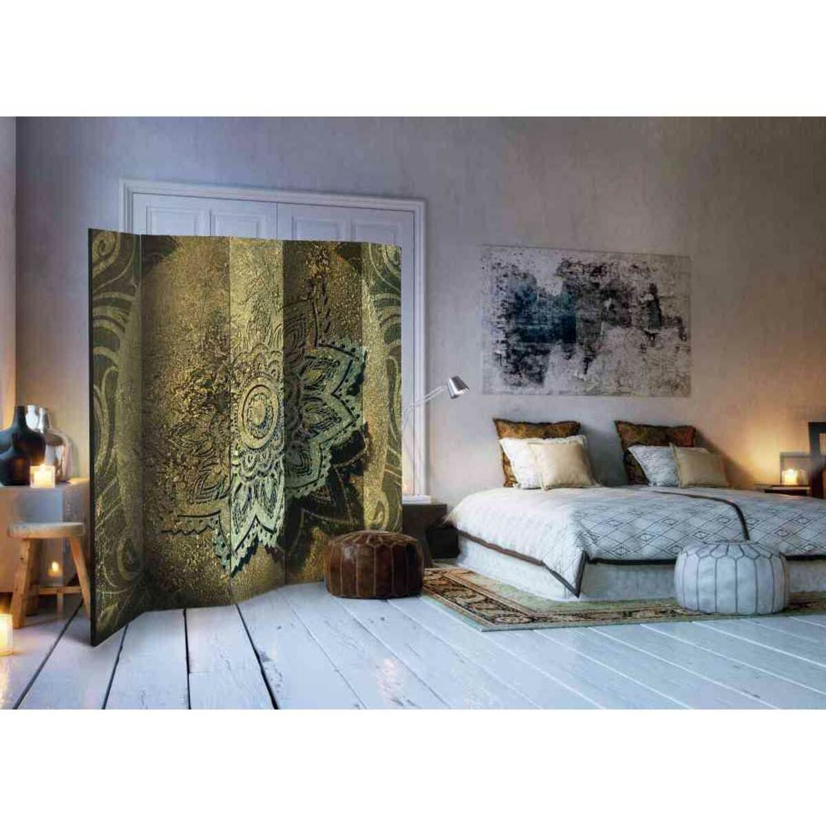 Bild 1 von Spanische Wand in Goldfarben Mandala Motiv